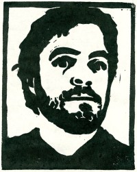Author Photo linocut